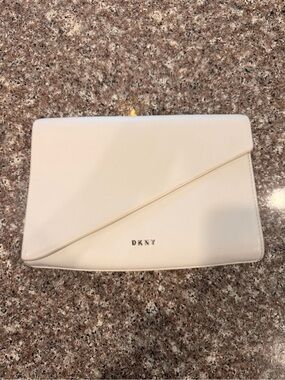 DKNY Cream Envelope Leather Clutch